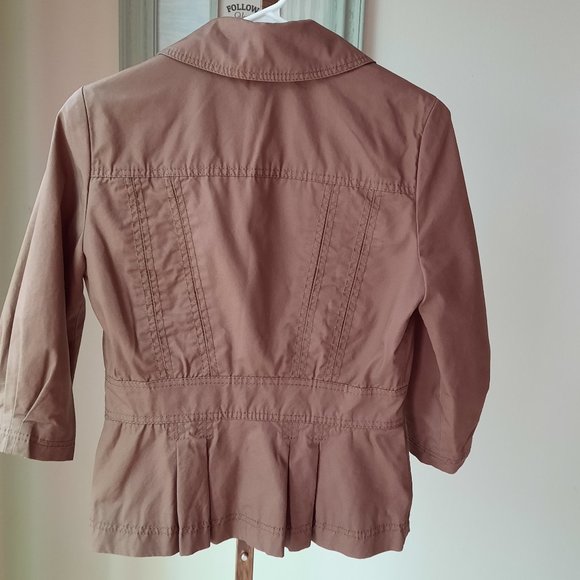 Calvin Klein Jeans brown jacket sz S with pleats at the waist and wrist - Picture 7 of 10